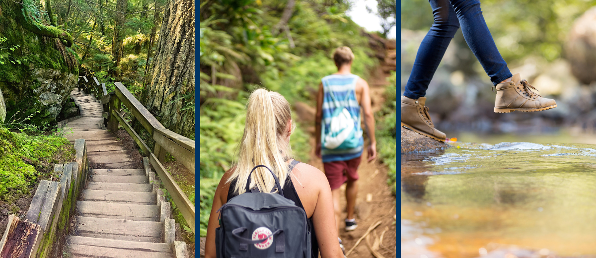 Collage of summer hiking images